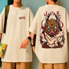 Novo Camiseta 100% Algodao Oversized Inosuke Anime Streetwear Camisa Unissex Envio rapido Manga curta