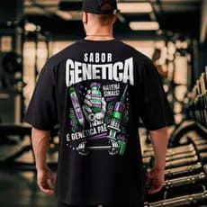 Camiseta Oversized Masculina Sabor Genética Treino Academia 100% Algodão