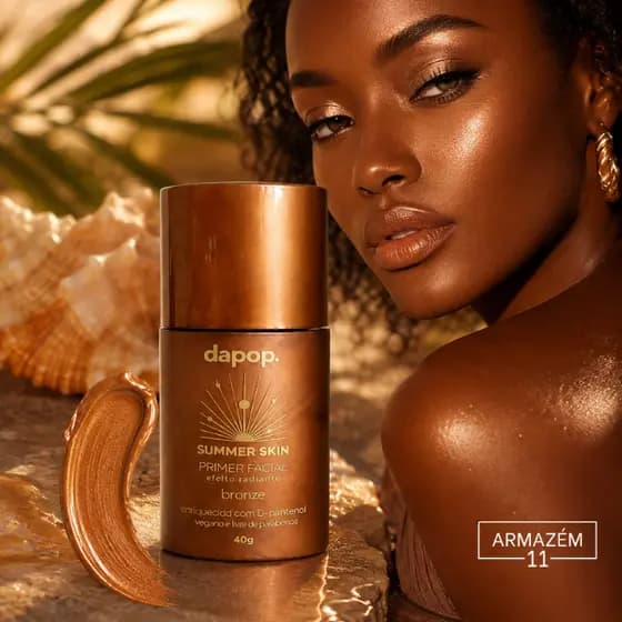 Primer Facial Dapop - Summer Skin 40g - Bronze Iluminador Vegano, D-pantenol, sem Parabenos