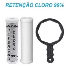 Refil Carvão 99% Cloro + Refil PP + Chave Filtro Purificador Água Mpf Para Hoken1500 Bbi As2 Hidrofiltros/01Par/02 Pares
