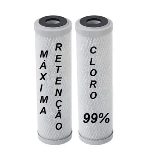 2 Refil Filtro 9.3/4 Carbon Block Casca Coco Carcaça Pou Carvão Ativado