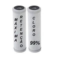 2 Refil Filtro 9.3/4 Carbon Block Casca Coco Carcaça Pou Carvão Ativado