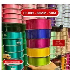 Fita de Cetim Progresso Nº 09 (38 mm) Face Simples - Rolo c/ 50 mt