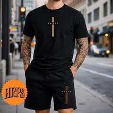 KIT MASCULINO CONJUNTO T-SHIRT CAMISETA E SHORT DE TACTEL ESTAMPADO VARIAS CORES DO P AO GG