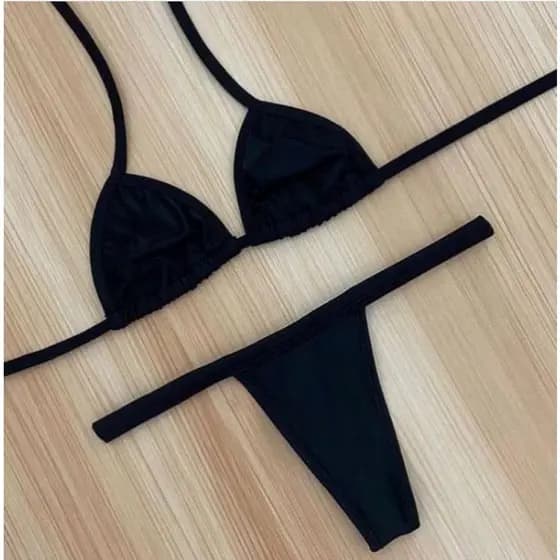 Biquíni de Fita Marquinha Fio Dental Cortininha Bronze Moda Praia Piscina Verão