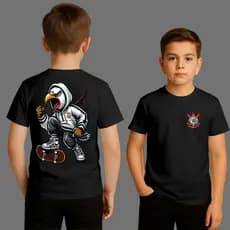Blusa Time Infantil e Juvenil 2 ao 16 Time Gavião da Fiel Camiseta Time do Coração 100% Algodão