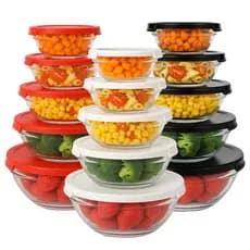 Conjunto 5 Potes Em Vidro Com Tampa Para Armazenamento De Alimentos.