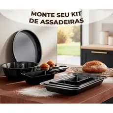 Monte Seu Kit De Forma Assadeira Variadas Revestimento Antiderrapante Para Pizza, Cupacake e Pão