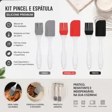 Kit Espátula + Pincel de Silicone Cozinha Utensílios Culínaria e Confeitaria Resistente ao Calor