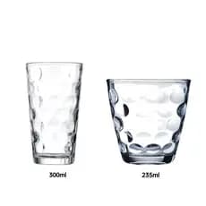 Jogo de 3 Copos de Vidro com Relevo de Bolhas 235ml 300ml Design Moderno Elegante Resistentes Ideais para Água Suco Refr