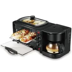 Maquina de Lanche Multifuncional 3 Em 1 Forno Elétrico 7 Litros Cafeteira Eletrica 600ML