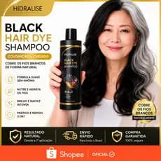 Shampoo Escurecedor de Cabelos Tonalisantes Preto 3 em 1 Black Hair Dye 500ml Hidralise