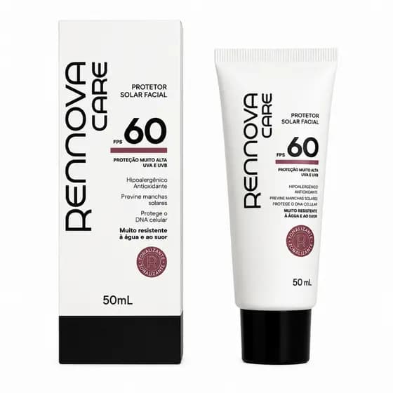 Protetor Solar Fps 60 Facial Sem Cor 50ml - Rennova Care