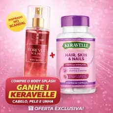 Kit 2 em 1 Body Splash Forever Young + Keravelle – Cabelo, Pele e Unha.