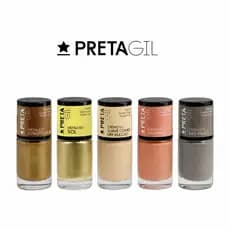 Kit 5 Esmaltes Preta Gil Nude Marrom Dourado Vegano Manicure Atacado 10ml