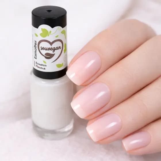 Esmalte Branco Pluma Vegano Souvegan 8ml Francesinha Alta Cobertura Secagem Rápida Manicure