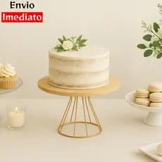 Boleira Decorativa de Ferro com Tampo de Pinus – Ideal para Festas e Mesa de Sobremesa
