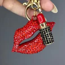 Chaveiro Luxo Boca com Batom de Strass Feminino