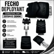 Fecho Deployant Compatível com Relógio Invicta Hybrid 26mm Preto