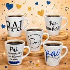 Kit Porcelana Jogo Conjunto 5 Xicaras Canecas Especial Dia Dos Pais Presente Sortidos