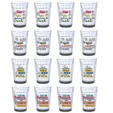 Kit Jogo 16 Copos Americano Nadir 190ml Vidro Transparente - Decorado Presente Mulher