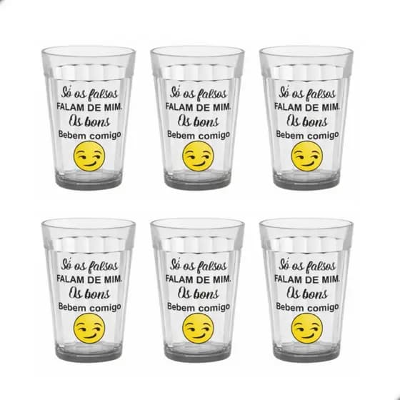 Kit 6 Copos Americano Meme Frases 190ml Decoração Bares Festas Resenhas