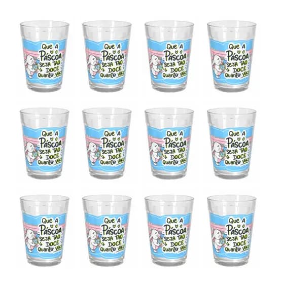Kit Conjunto Páscoa 12 Copos Decorado Bares Restaurantes Personalizados Beber Decoração