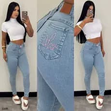 Calça Jeans Sal E Pimenta Skinny Feminina Coladinha Cintura Alta Com Elastano
