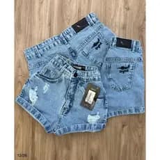 Shorts Feminino Bermuda Sal e Pimenta e Pimenta Original com Elastano Shortinho bordado com elastano
