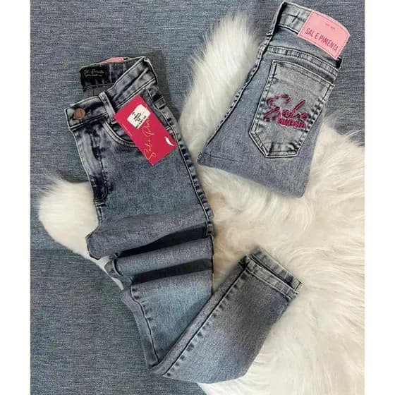 Calça Sal E Pimenta Jeans Feminina Skinny Coladinha Cintura Alta