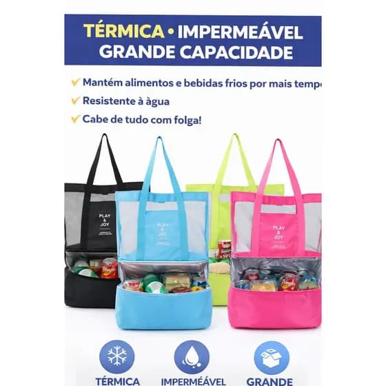 Bolsa Térmica Impermeável Grande Capacidade 🧊 Cooler Praia Academia Marmita Bebidas