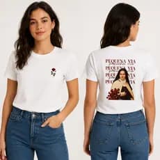 blusa feminina estilosa E Masculina Estampa Católica Fé Santa Teresinha Estilosa Básica 100%Algodão