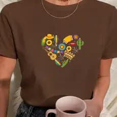Camiseta Festa Junina Feminina Caipira São João Arraiá Minimalista Coração Envio 24h