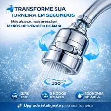 Bico Adaptador de Torneira 360° com 3 Modos de Jato | Aerador Giratório Economizador de Água Universal