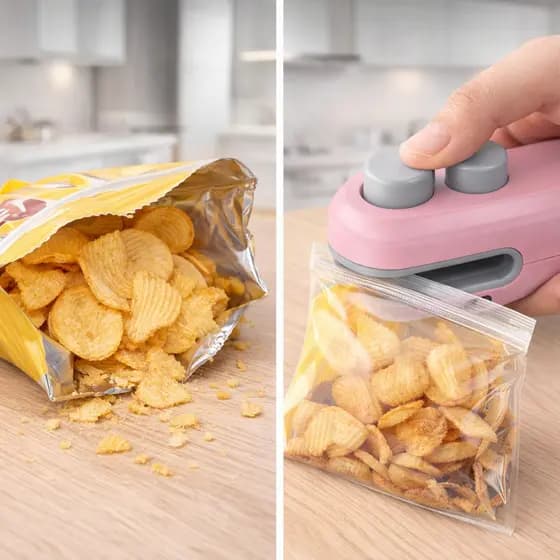 Mini Seladora Premium Portátil | Fecha Sacos em Segundos | Mantém Alimentos Frescos