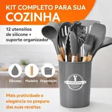 Kit Utensílios Premium Silicone 12 Peças | Resistente ao Calor | Cozinha Moderna