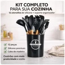 Kit Utensílios Premium Silicone 12 Peças | Resistente ao Calor | Cozinha Moderna