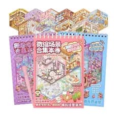 kit de 3 Livros de Adesivos Capivara 3D 8 Cenários + Pinça DIY Kawaii Anti Stress Caderno Infantil Presente Papelaria Fo