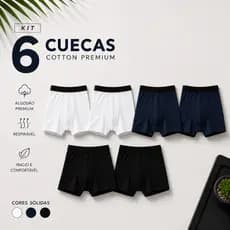 Kit 6 Cuecas Boxer Masculina Adulto Premium Agodão Microfibra Promoção