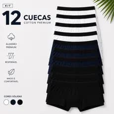 kit 12 Cuecas Boxer Masculina Adulto Premium Algodão Conforto Microfibra