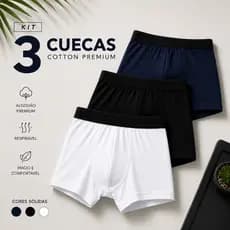 Cuecas Boxer Kit com 3 Masculina Adulto Algodão Premiuim Conforto Microfibra