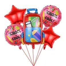 Balões Cartoon Lápis Giz de Cera Mochila Material Escolar 5pcs Conjunto Decoração Festa Volta às Aulas