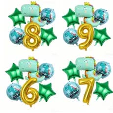 6pcs Balões Dinossauro Verde Conjunto Decoração Festa Aniversário Infantil