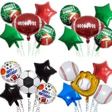 Balões Alumínio Forma Bola Esporte 5pcs 18pol Futebol Rugby Beisebol Decorativos Festa Menino