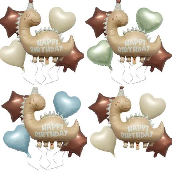 Balões Retrô Cartoon Dinossauro Coração Letra 5pcs Decoração Festa Infantil