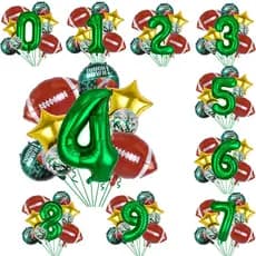 Balões Rugby 9pcs 18pol + Balão Numeral 32pol Kit Decorativo Festa Esportiva Aniversário Criança