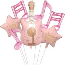 Balão de Alumínio Guitarra 35 Polegadas Estrela Nota Musical 18 Polegadas 7pcs Decoração Festa Aniversário Infantil Fest