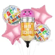 Balões Caixa de Giz de Cera Mochila Lápis 5pcs Conjunto Decoração Festa Volta às Aulas Boas-Vindas