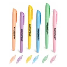Kit 6 Canetas Marca Texto Masterprint Cores Pastel Escolar Escritório