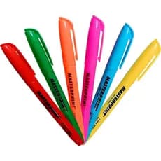 Kit 6 Canetas Marca Texto Masterprint Cores Neon Escolar Escritório